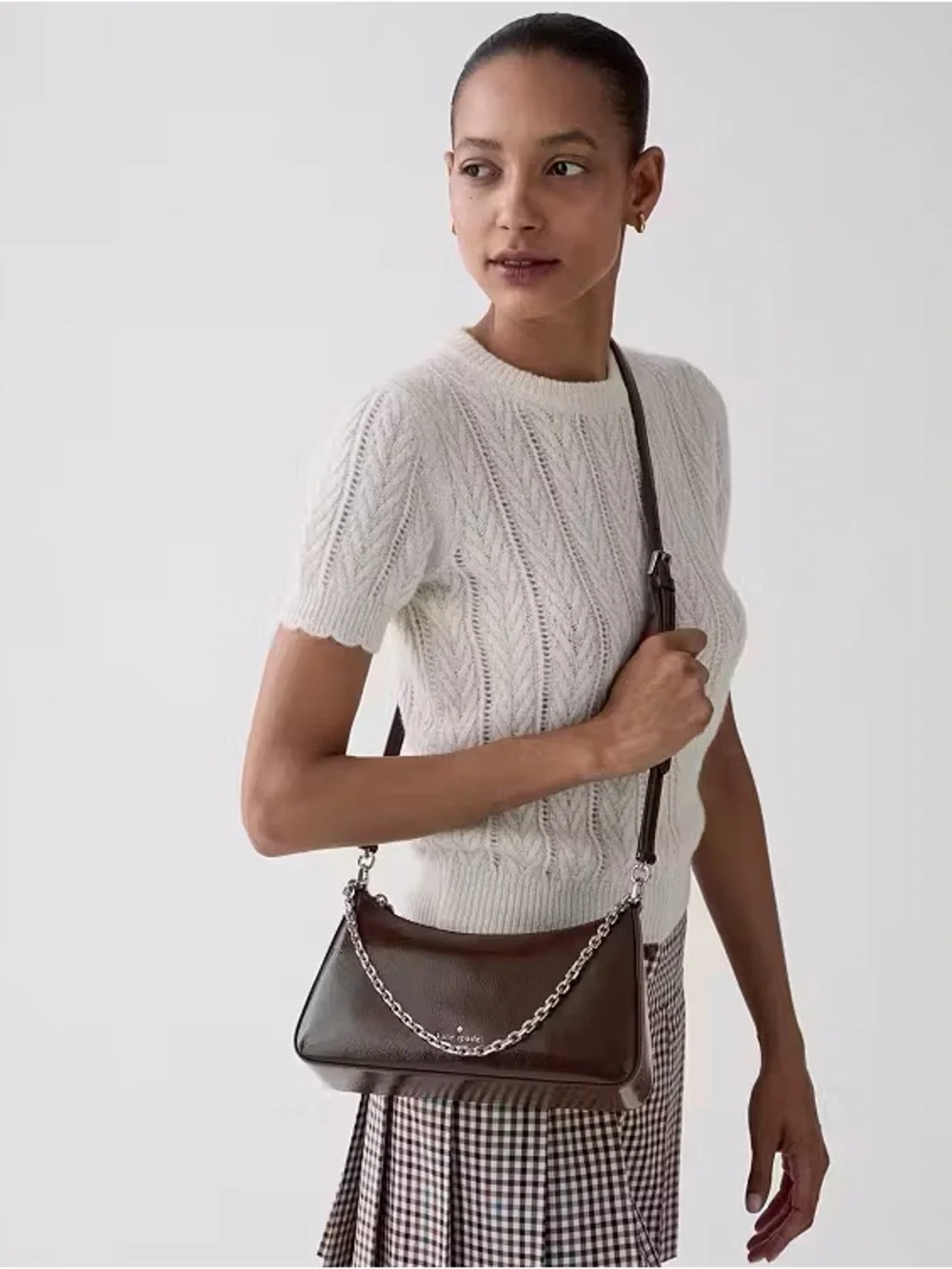 ♠️Kate Spade New York Margot Shiny Patent Leather Shoulder Bag, Hot Fudge NWT